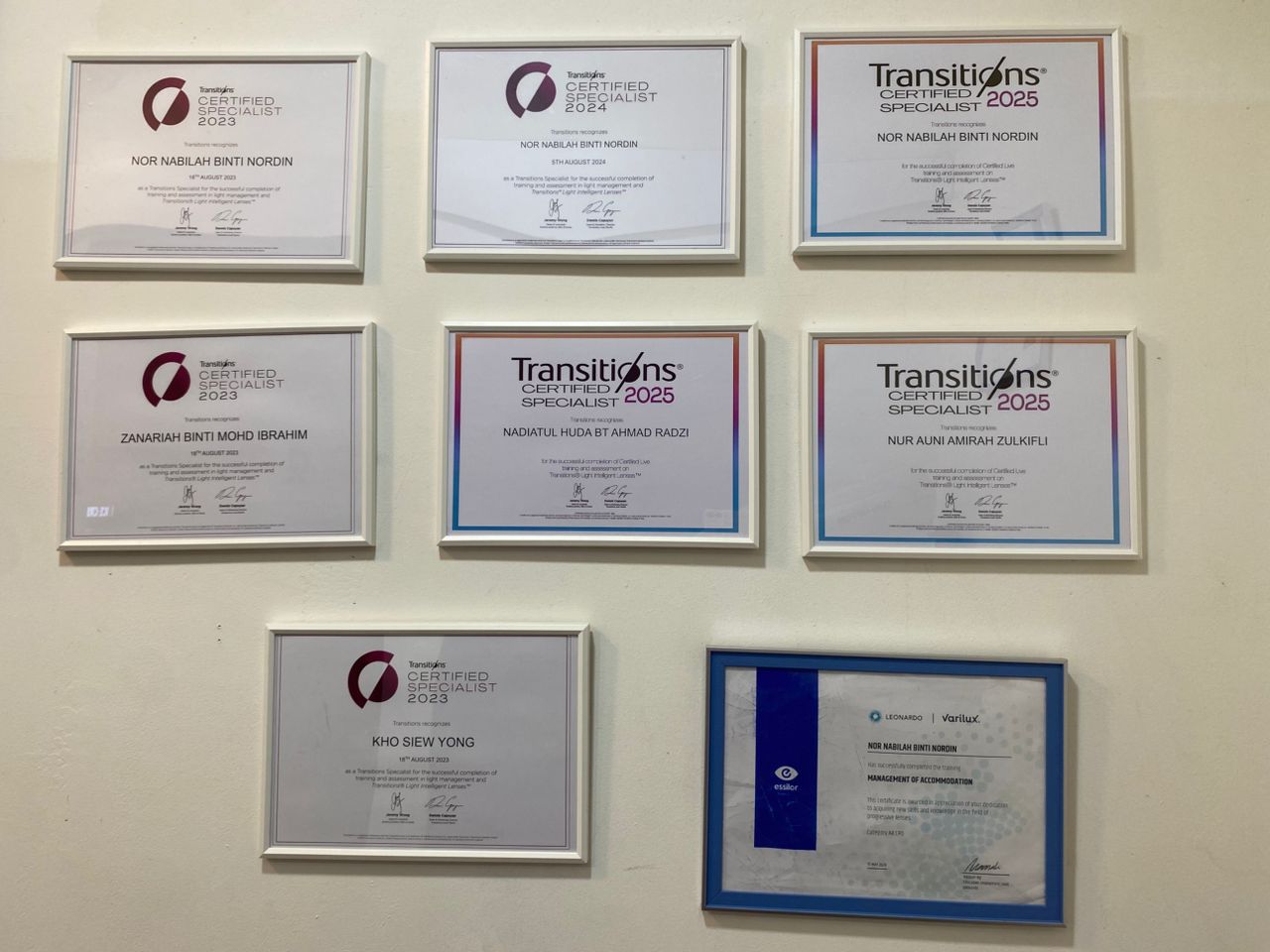 Optical Certifications