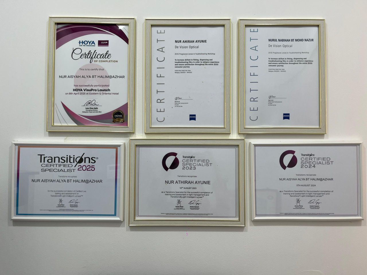 Optical Certifications